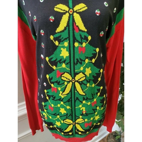 Rui21 Red & Black Women's Cotton Scoop Neck Long Sleeve Soft Sweaters - Picture 3 of 9